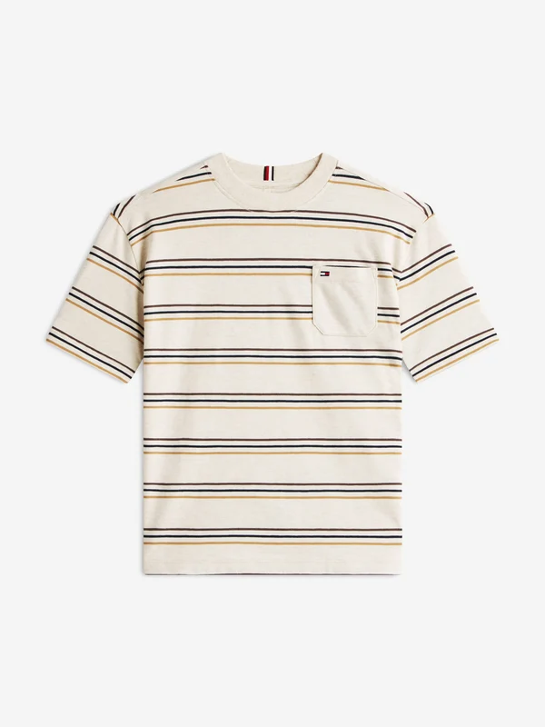 Tommy Hilfiger Boys Heather Stripe T-Shirt in Beige Beige / 5 Yrs