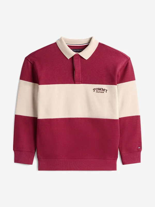 Tommy Hilfiger Boys Colourblock Long Sleeve Polo Shirt in Red Red / 14 Yrs