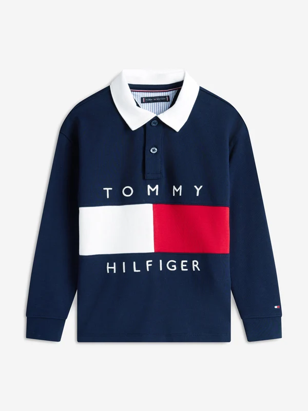 Tommy Hilfiger Boys Heritage Flag Jersey Polo Shirt in Navy Navy / 10 Yrs