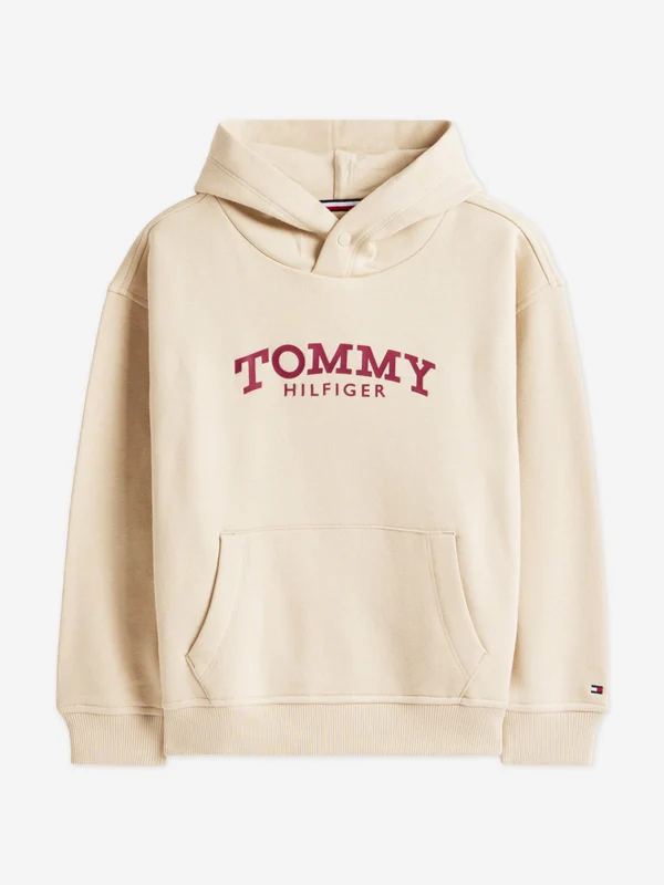 Tommy Hilfiger Boys Monotype Print Hoodie in Beige Beige / 16 Yrs