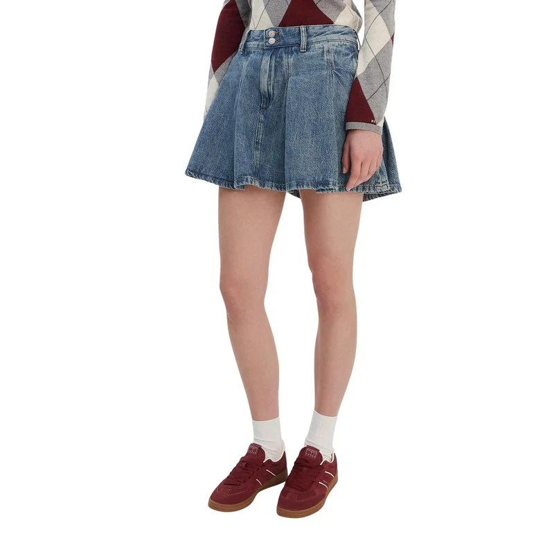 Tommy Hilfiger Jeans Blue Recycled Cotton Mini Skirt W30