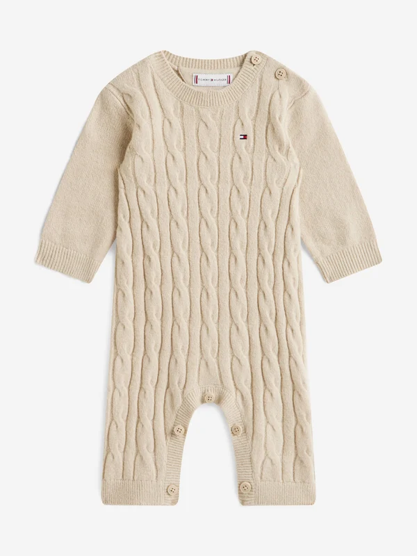 Tommy Hilfiger Baby Cable Knit Romper in Beige Beige / 9 Mths