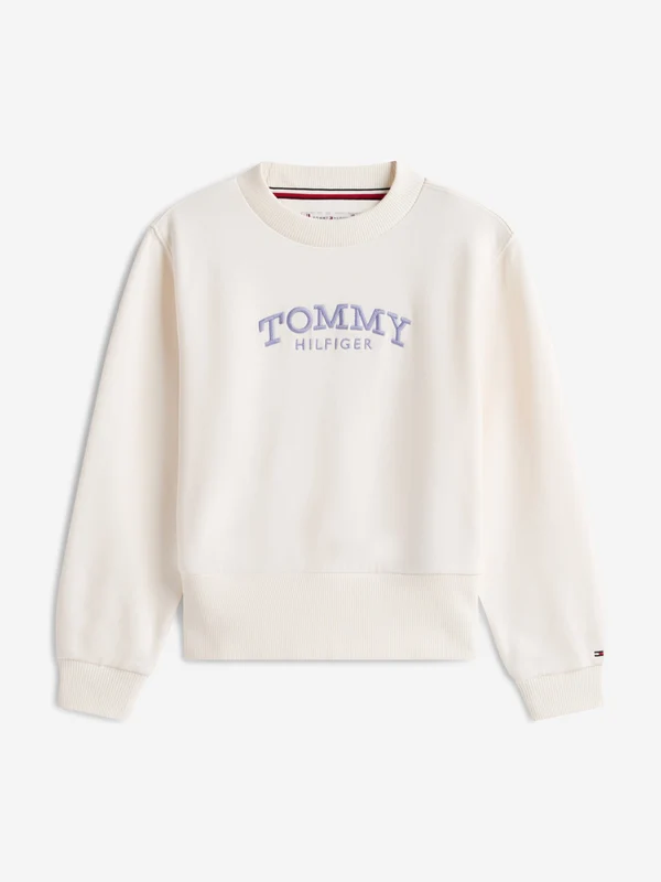 Tommy Hilfiger Girls High Rib Hem Sweatshirt in Ivory Ivory / 5 Yrs