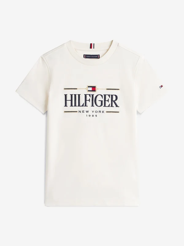 Tommy Hilfiger Boys Tommy Icons Interlock T-Shirt in Ivory Ivory / 14 Yrs