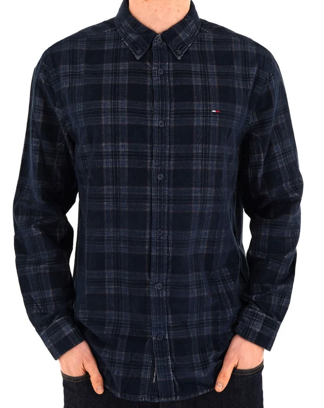Tommy Jeans Check Cord Shirt Dark Night Navy XL