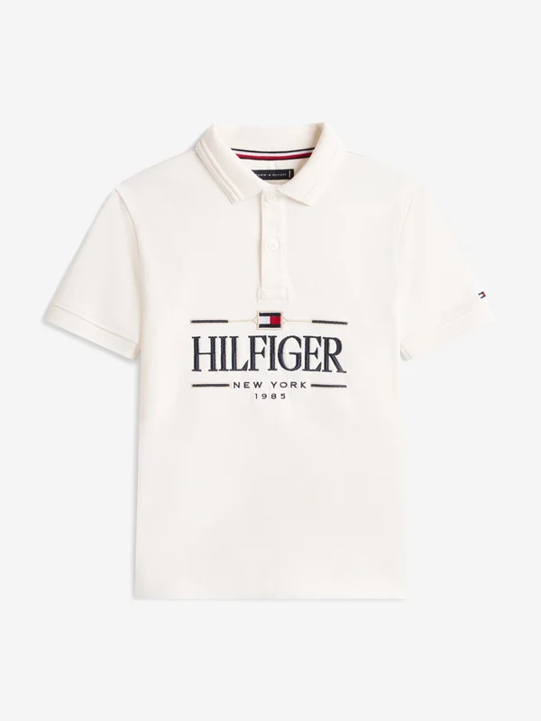 Tommy Hilfiger Boys Tommy Icons Interlock Polo Shirt in Ivory Ivory / 8 Yrs