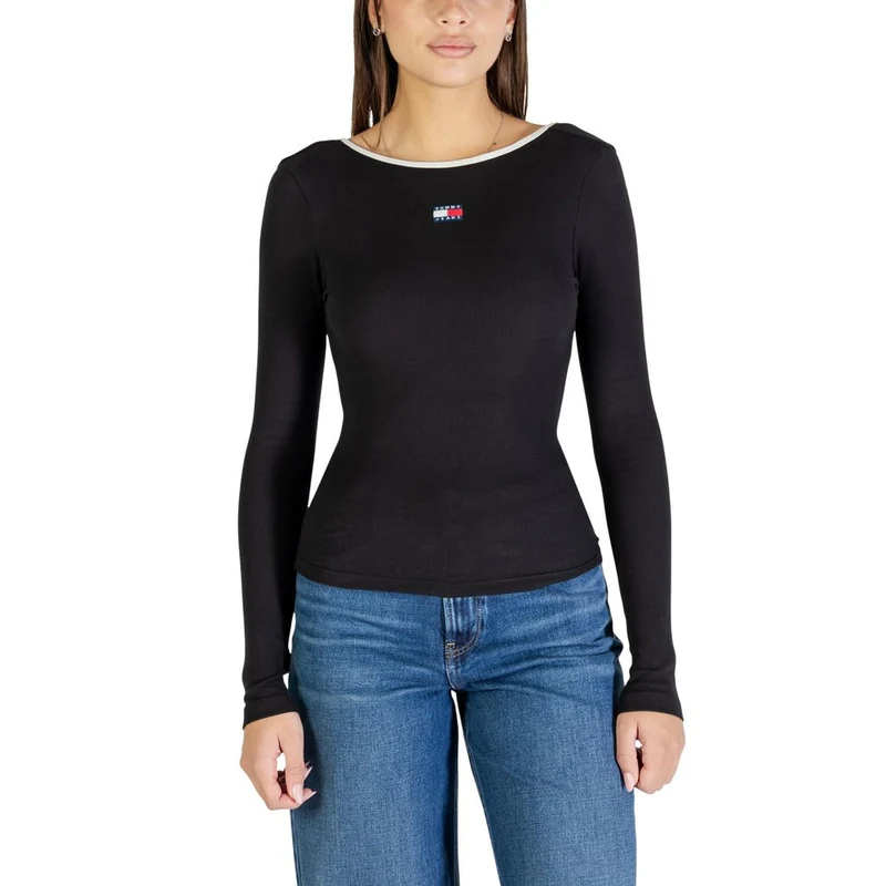 Tommy Hilfiger Jeans Black Recycled Cotton Long Sleeve T-Shirt IT36|XXS