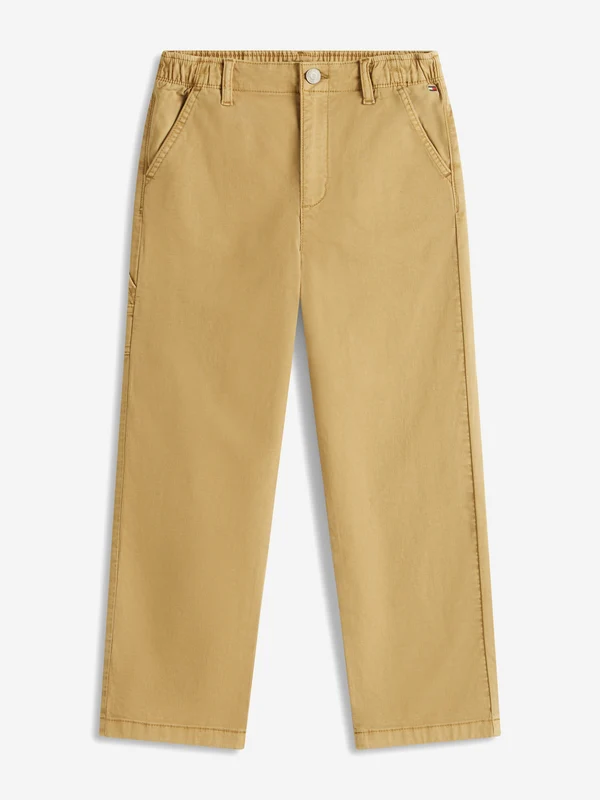 Tommy Hilfiger Boys Herringbone Relaxed Worker Pants in Beige Beige / 5 Yrs