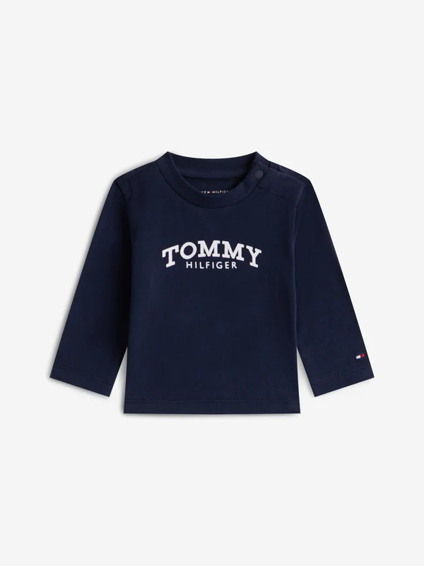 Tommy Hilfiger Baby Boys Monotype Logo Long Sleeve T-Shirt in Navy Navy / 12 Mths