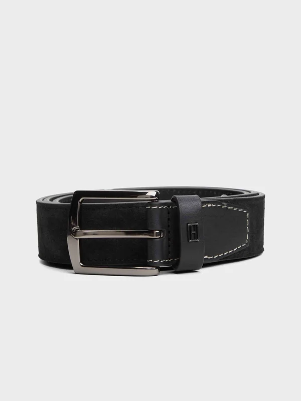 Tommy Hilfiger - Men's Denton Flag Plaque Suede Belt Black 1 / 85