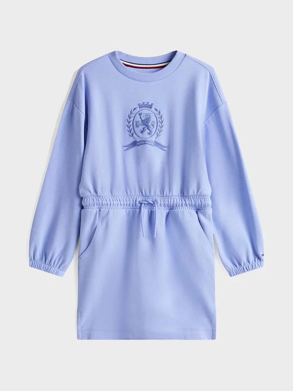 Tommy Hilfiger - Girls' Crest Embroidery Interlock Knit Sweatshirt Dress Purple / 10