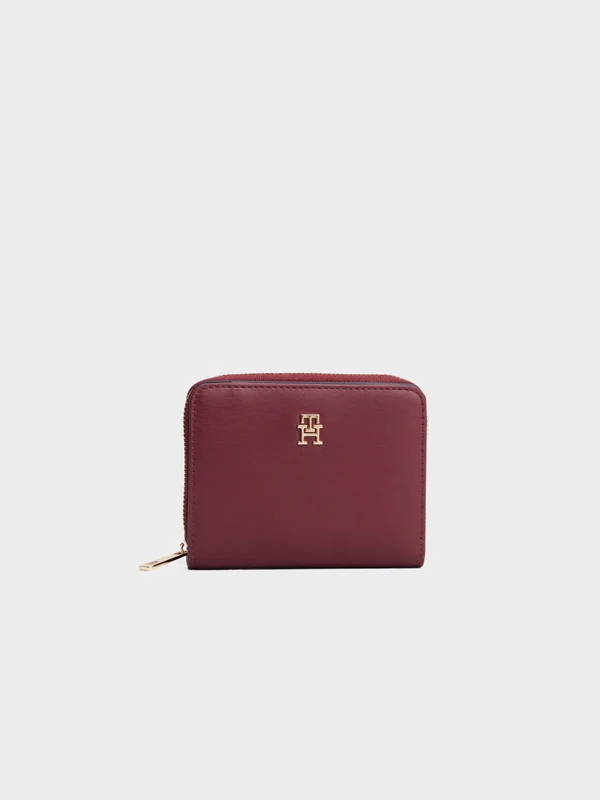 Tommy Hilfiger - Women's TH Monogram Zip-Around Flap Wallet Burgundy / osz
