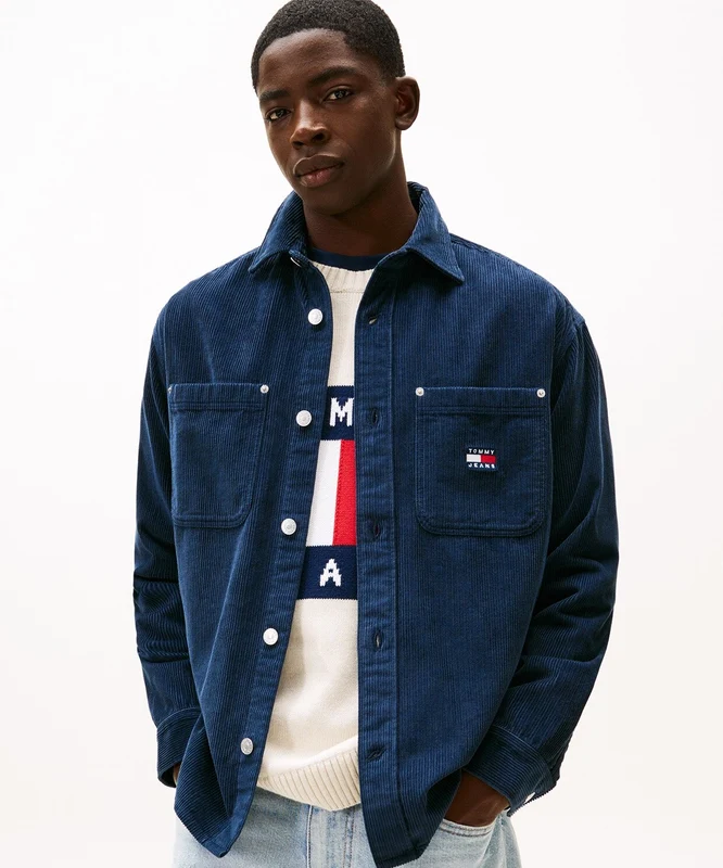 Tommy Hilfiger Rlx Washed Cord Shirt Ext Lacivert / XL
