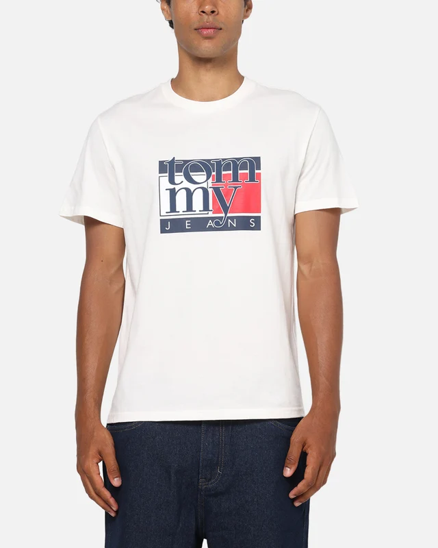 Tommy Jeans Slim RWB Flag T-Shirt Ancient White S