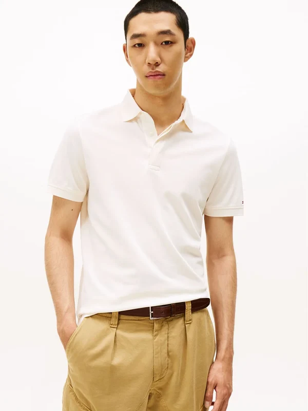 Tommy Hilfiger Mens Hidden Placket Regular Polo - Ivory Petal Ivory Petal / M