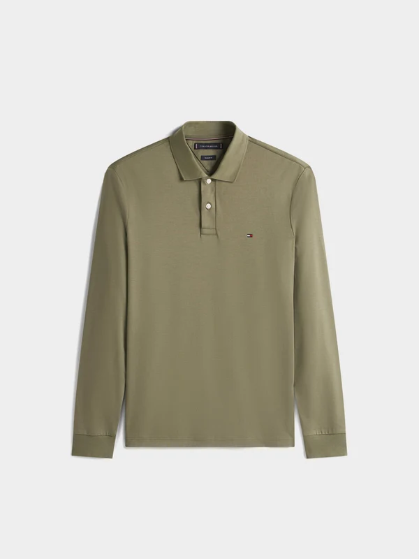 Tommy Hilfiger - Men's Liquid Cotton Regular Fit Long Sleeve Polo Olive / S