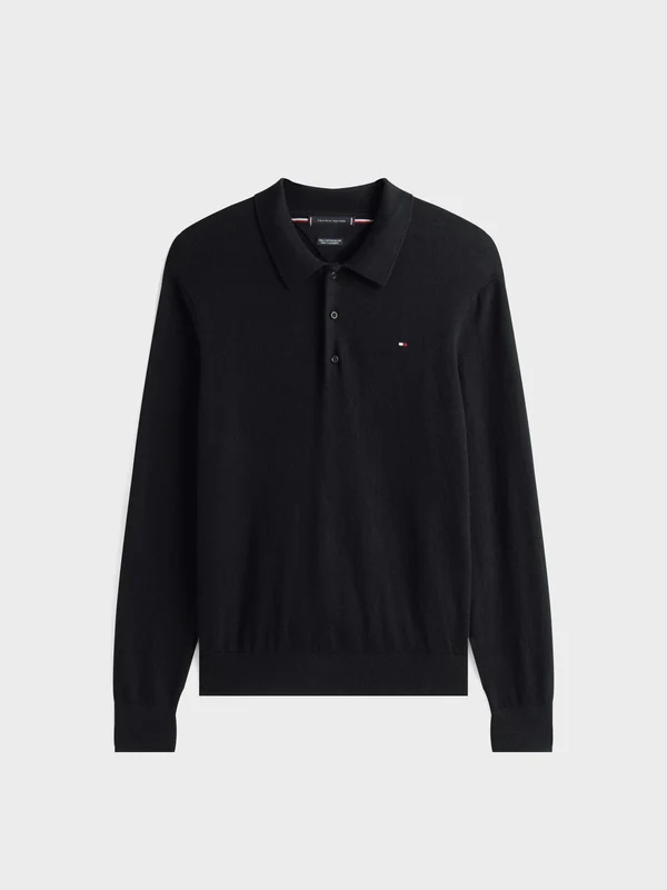 Tommy Hilfiger - Men's Polo Collar Cashmere Pullover Black 1 / XXL