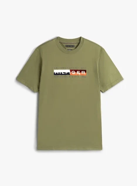 Tommy Hilfiger Mens Colour Block Graphic Tee - Battle Green Battle Green / M