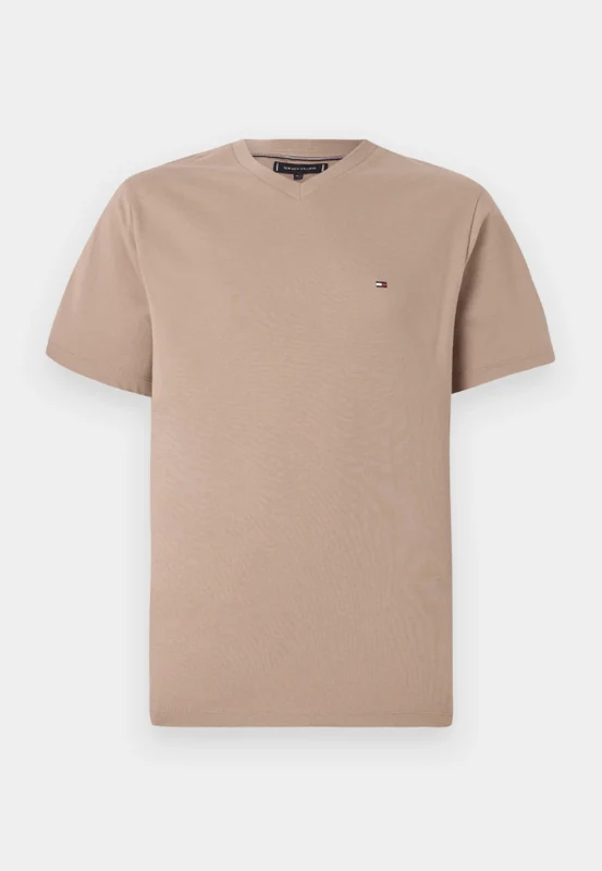 Tommy Hilfiger Mens Essential V-Neck Tee- Coastal Taupe Coastal Taupe / L