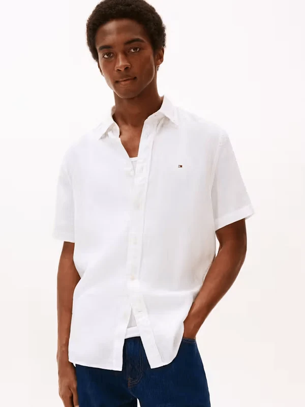 Tommy Hilfiger Mens Pigment Dyed Linen Shirt - White White / XXL