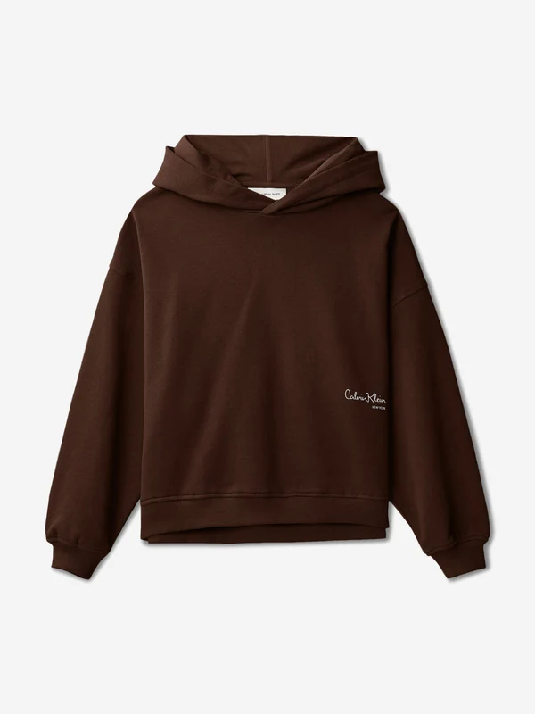 Calvin Klein Girls Signature Hoodie in Brown Brown / 10 Yrs