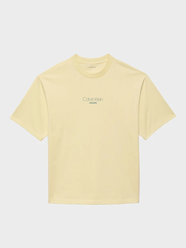 Calvin Klein Jeans - Men's Logo Graphic Relaxed Fit T- Shirt Light blue/Yellow / XL