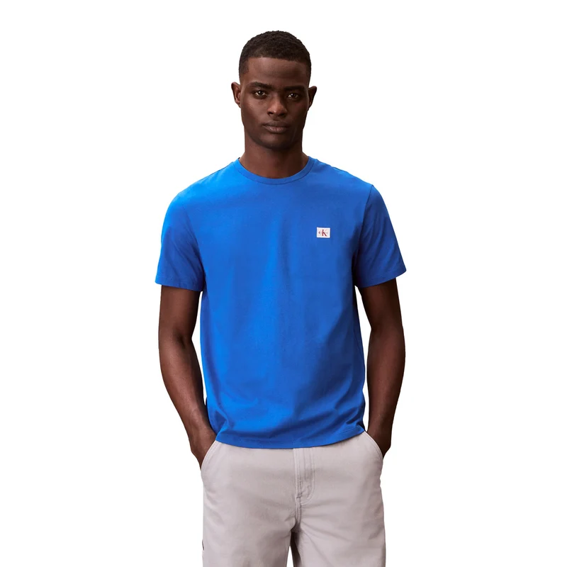 T-Shirt Uomo Calvin Klein 30S Logo Badge Blu M