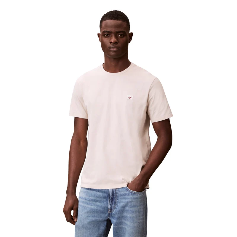 T-Shirt Uomo Calvin Klein 30S Logo Badge Beige L