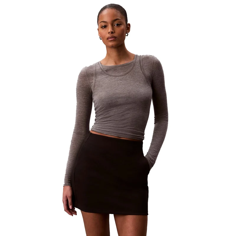 Minigonna Donna Calvin Klein Jersey Elasticizzata Nero L