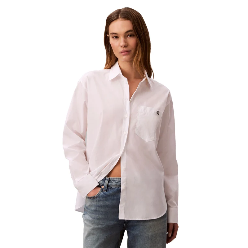 Camicia Donna Calvin Klein Cotton Poplin Bianco M