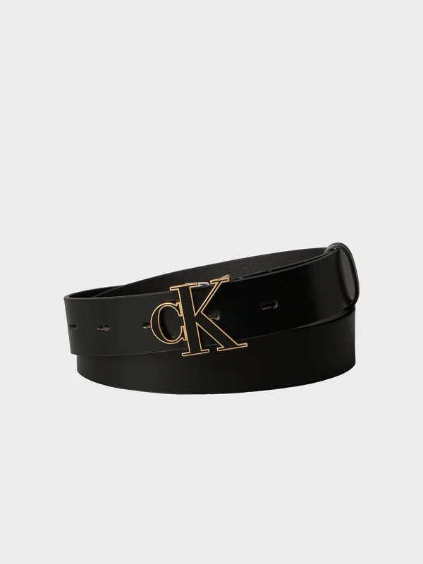 Calvin Klein Jeans - Women's Full-Grain Leather Logo Buckle Belt Black / 85