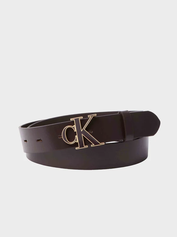 Calvin Klein Jeans - Women's Full-Grain Leather Logo Buckle Belt Burgundy / 85