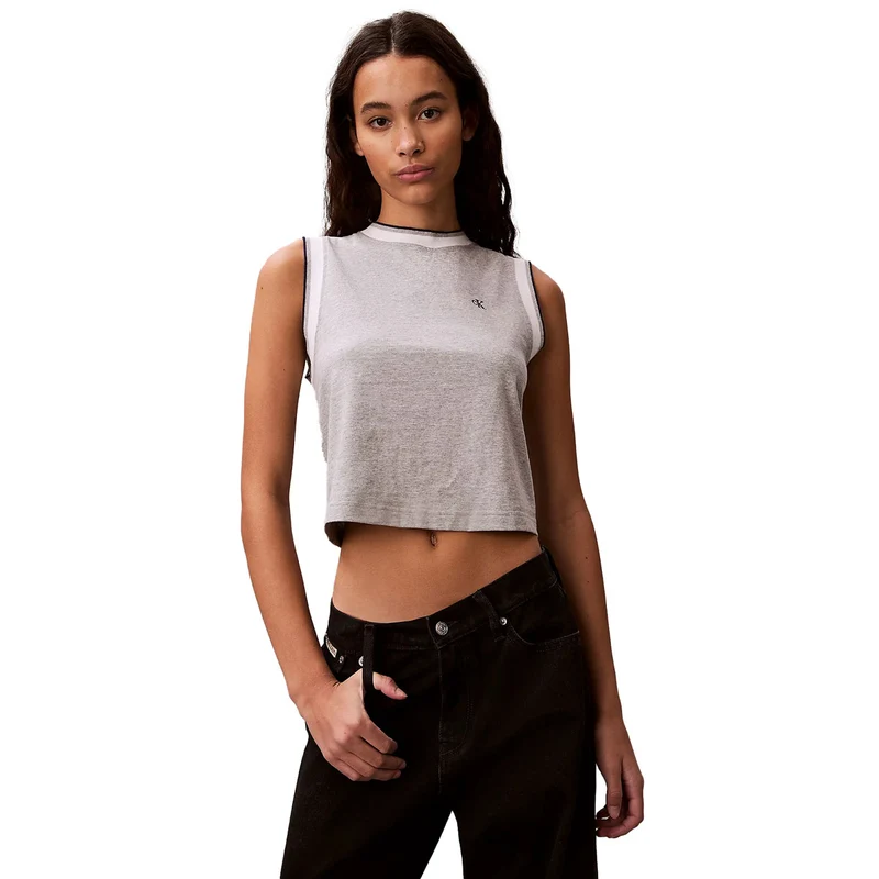 Canotta Donna Calvin Klein Sportiva Grigio Bianco M