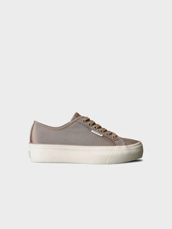Calvin Klein Jeans - Women's Vulc Flatform Lace Up Moire Sneakers Taupe / 36