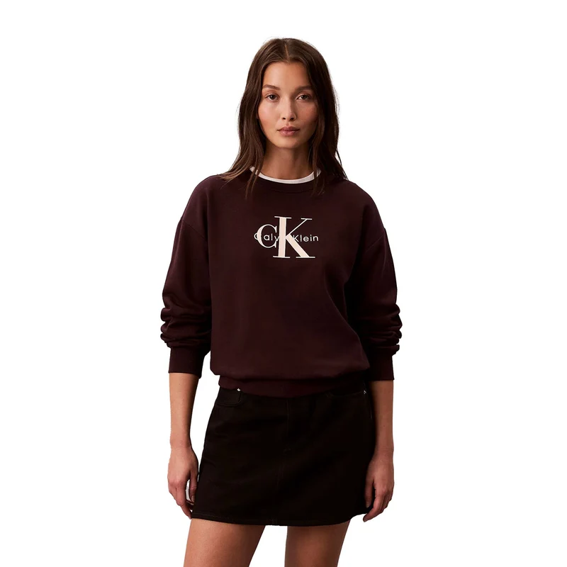 Felpa Donna Calvin Klein Relaxed Marrone M