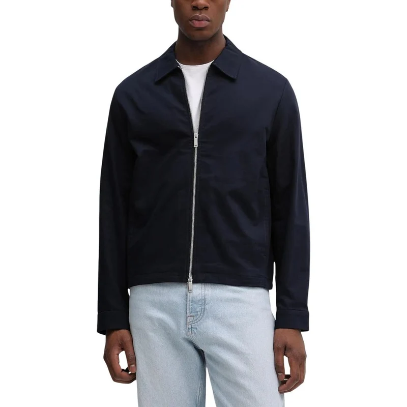 Calvin Klein Blue Cotton Full-Length Jacket 2XL