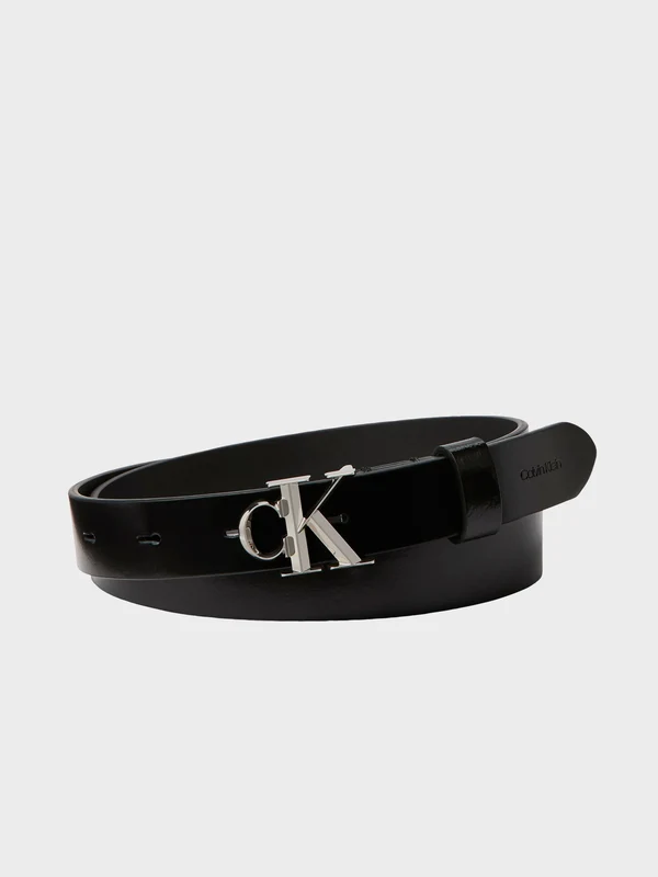 Calvin Klein Jeans - Women's Belt Facet Ck Buckle Shiny Strap 25mm Black / 75