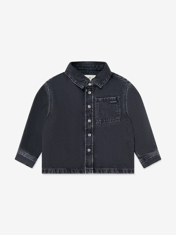 Calvin Klein Boys Optic Washed Denim Shirt in Black Black / 6 Yrs