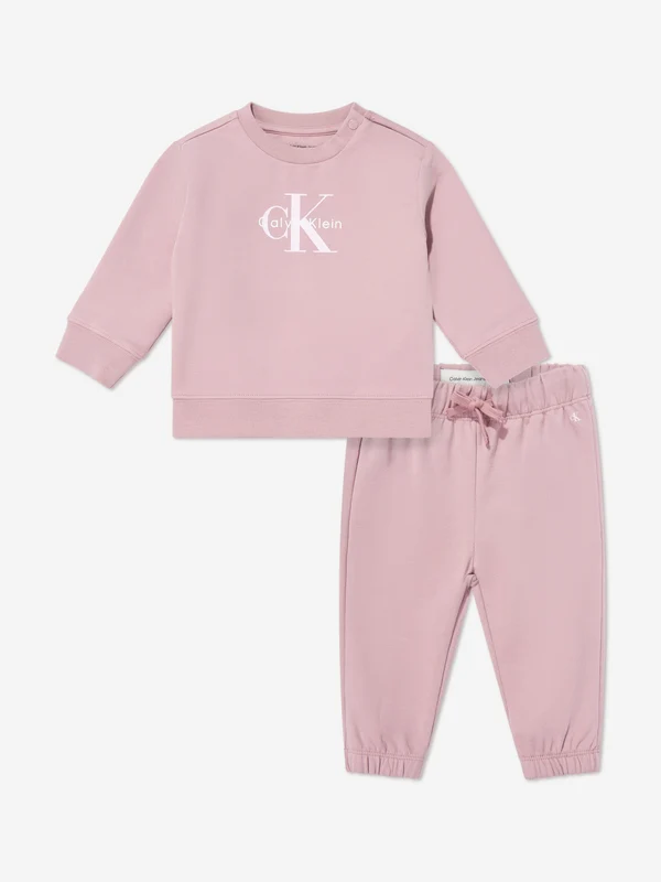 Calvin Klein Baby Girls Monogram Tracksuit in Pink Pink / 12 Mths