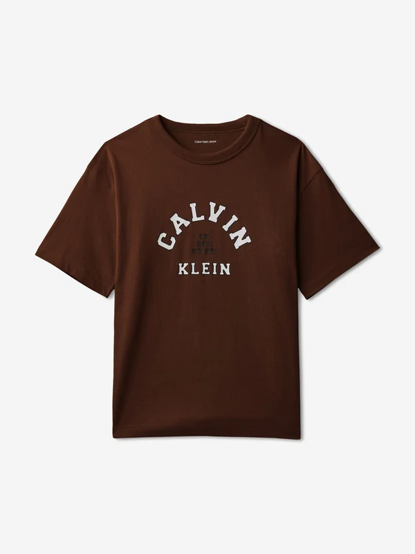 Calvin Klein Boys Varsity Graphic T-Shirt in Brown Brown / 8 Yrs