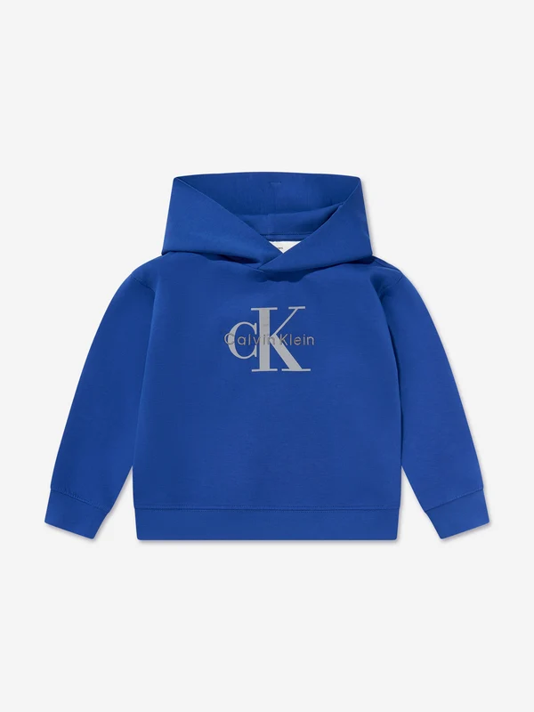 Calvin Klein Boys Light Monologo Hoodie in Blue Blue / 14 Yrs