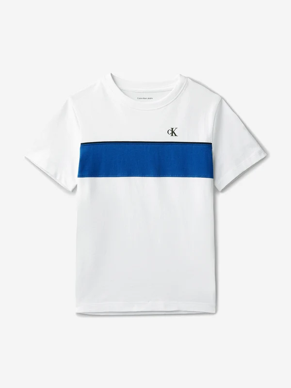 Calvin Klein Boys Panel Colourblock T-Shirt in White White / 14 Yrs