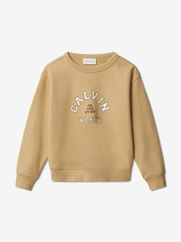 Calvin Klein Boys Varsity Sweatshirt in Beige Beige / 14 Yrs