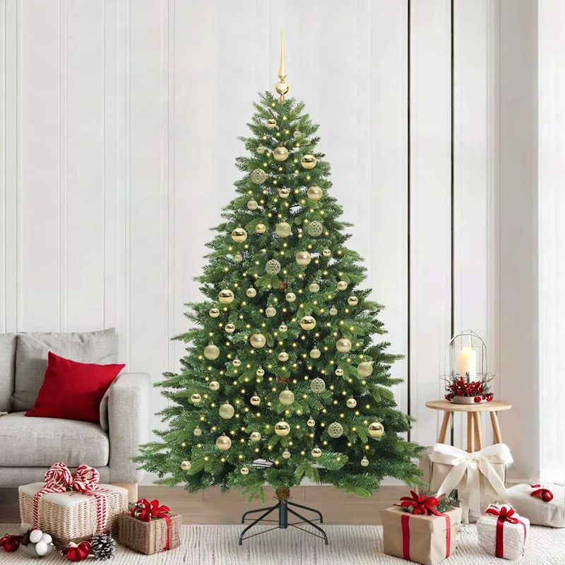 Kunstkerstboom 210 cm met 300 LED groen PE/PVC