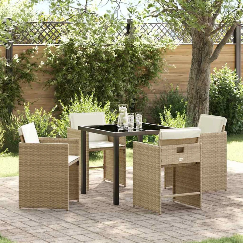 Piharuokailu setti 5 kpl Beige polyrottinki