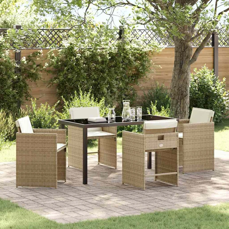 Piharuokailu setti 5 kpl Beige polyrottinki