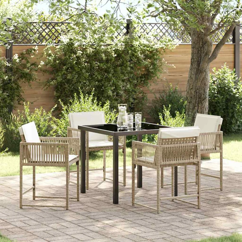Piharuokailu setti 5 kpl Beige polyrottinki