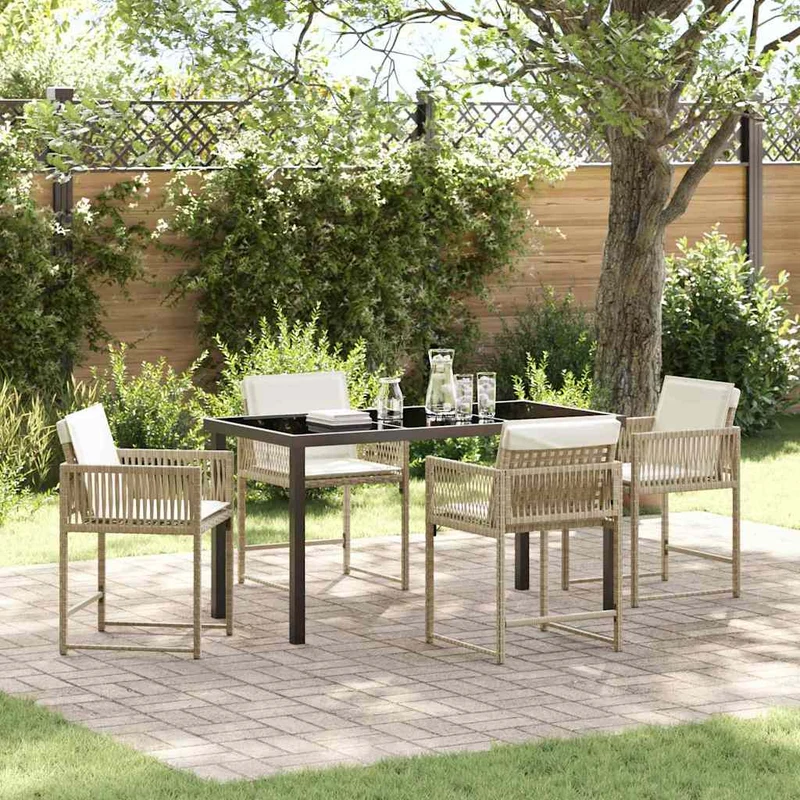 Piharuokailu setti 5 kpl Beige polyrottinki