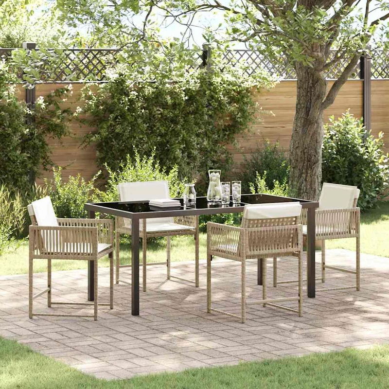 Piharuokailu setti 5 kpl Beige polyrottinki