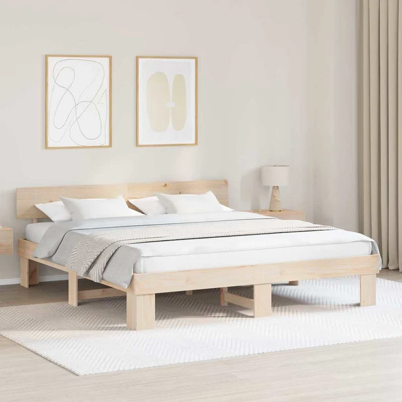 Sängyn runko päätyllä Ruskea 200 x 200 cm Massiivinen mänty